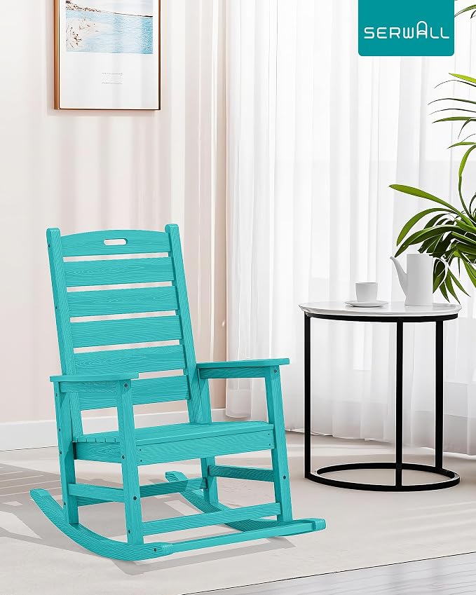SERWALL Outdoor Rocking Chair Set of 2, HDPE Rocker - Image 8