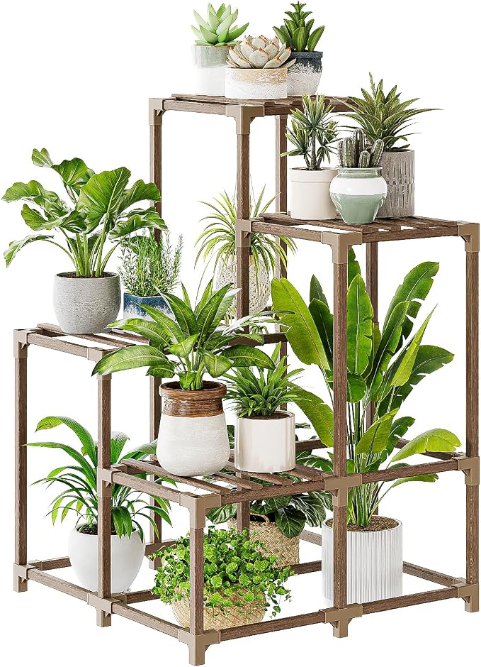 Bamworld Corner Plant Stand Indoor Outdoor Plant Shelf Small Plant Table | - Image 6