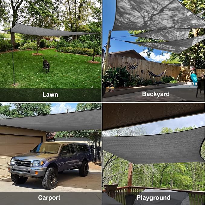 Sun Shade Sail 8' x 12' Dark Grey Rectangle Outdoor Canopy Cover | Outdoor sun - Image 8
