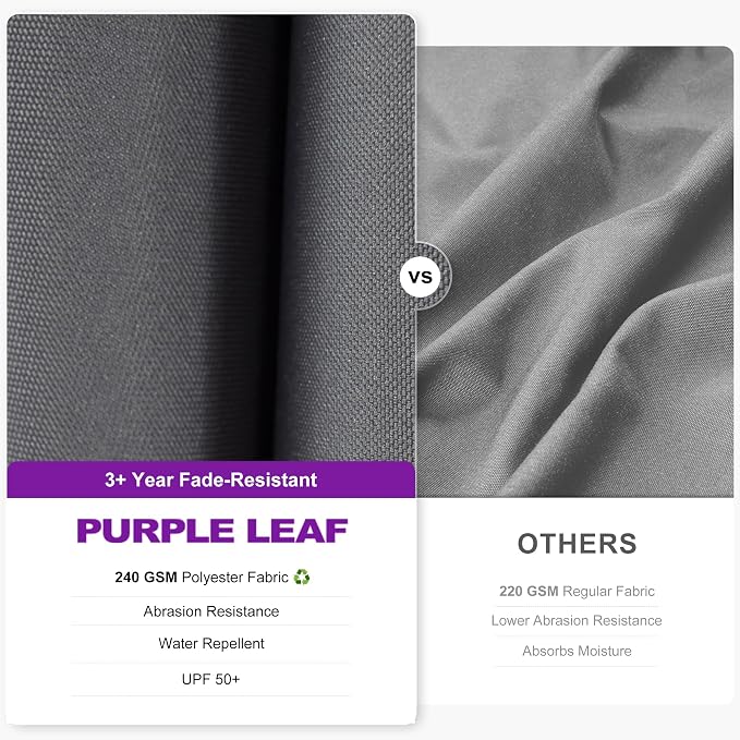 PURPLE LEAF Patio Umbrella W/Base Left-right Tilt 10FT LED, Light Grey | Create - Image 4