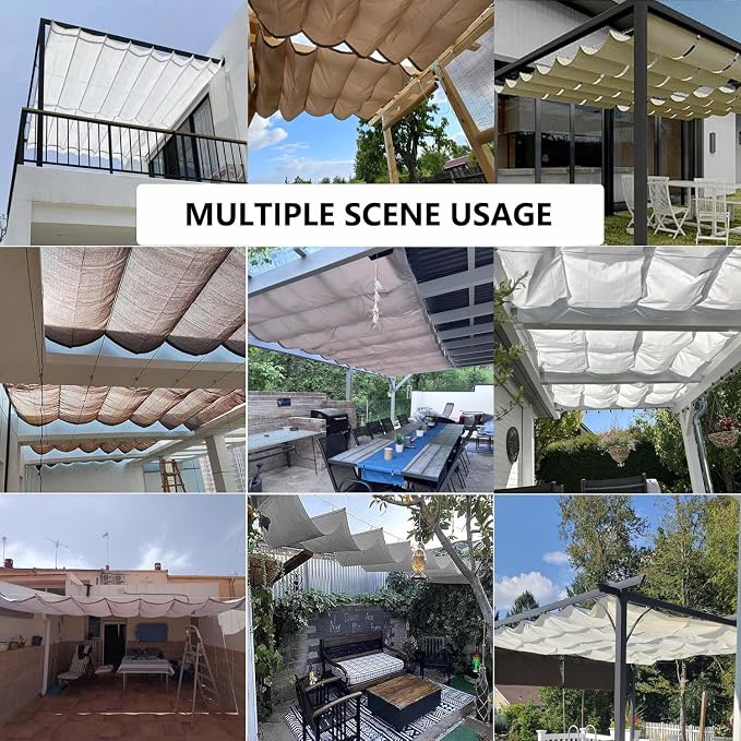 Sun Shade Sail Retractable Wave Waterproof 9' x 24' Shade Cloth Waterproof - Image 7