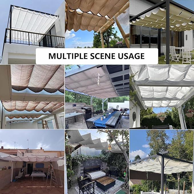 Retractable Waterproof Wave Sun Shade Canopy Pergola Cover Shade Sail Awning 9' - Image 7