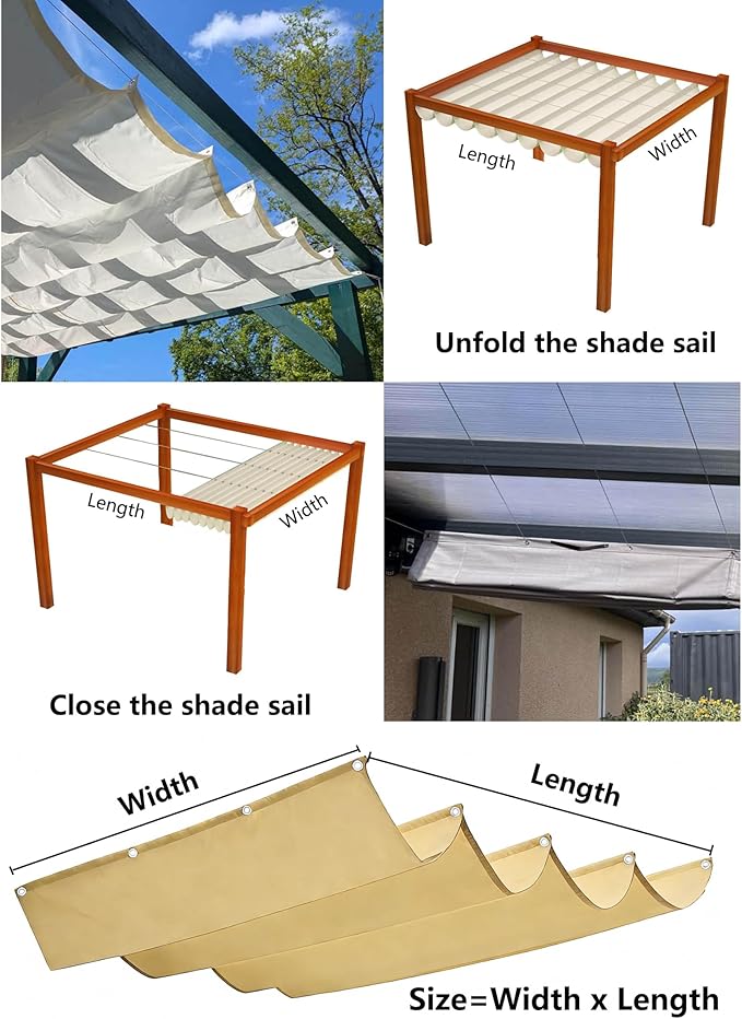 Retractable Waterproof Wave Awning Cover 11' x 12' - Image 5