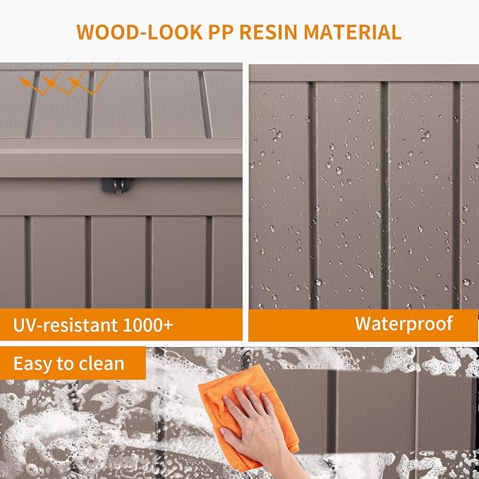 PatioZen 52 Gallon Deck Box Outdoor, Weatherproof Resin Patio Storage Box - Image 5