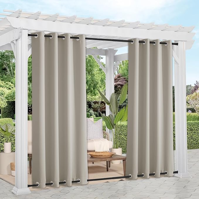 NICETOWN 2 Panels Gazebo Curtains Outdoor Waterproof & Windproof, Top and by NICETOWN