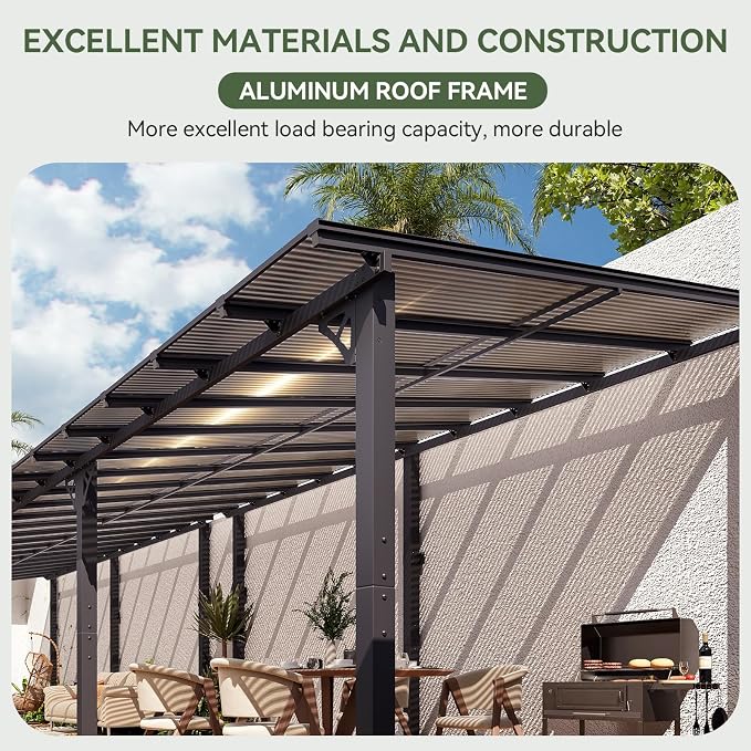 Aoxun 24’x10’ Gazebo with Aluminum Frame & Polycarbonate Panel, Outdoor Patio - Image 5
