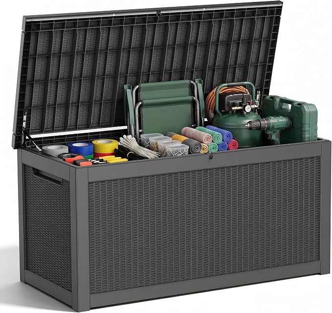 320 Gallon Outdoor Deck Box, Lockable Waterproof Outdoor Storage Boxes by MAIUSCOLI