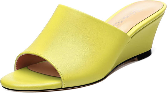 Wedge Sandals for Women Open Toe Wedge Heels Womens Matte High Heel Sandal Round Toe Heeled Wedge Sandals Slip on Casual shoes 2 inch
