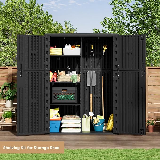 KINYING Outdoor Vertical Storage Shed, 57 Cu.ft Outdoor Storage Cabinet - Image 8