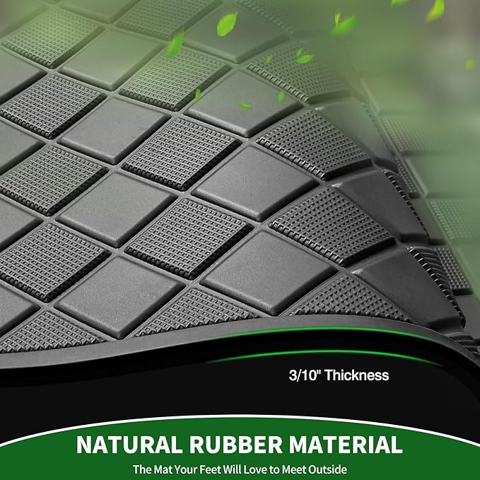 Golf Cart Floor Liner Mat 8mm Thick Rubber Full Coverage Fit for Club Car DS 1982-2013 / Villager 1982-2018 Carts Heavy-Duty Non-Slip Front Feet Mats Replacement Easy to Clean - Black Trim