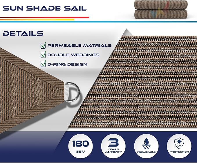 Windscreen4less 10' x 10' x 10' Sun Shade Sail Triangle Outdoor Canopy Cover UV - Image 3