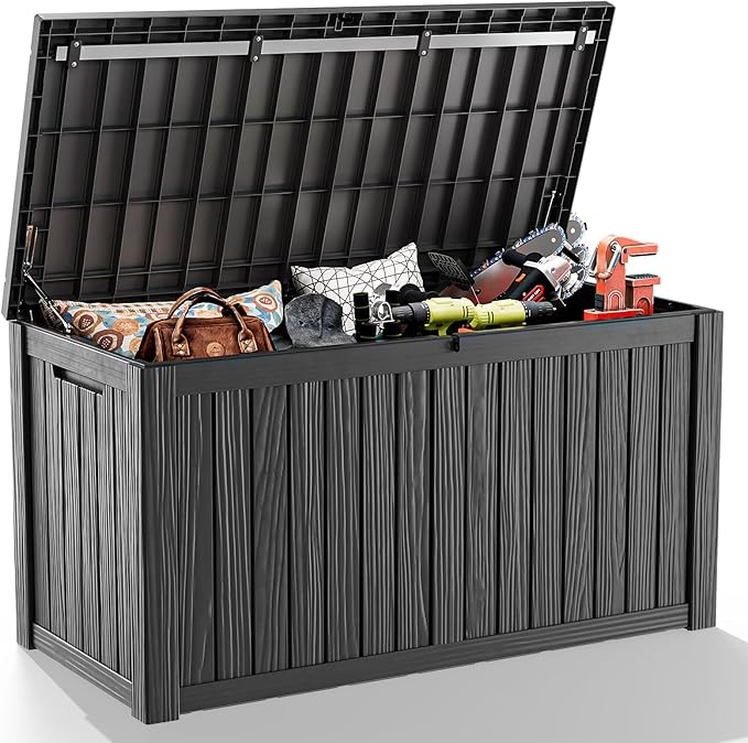 180 Gallon Outdoor Storage Box, Large Resin Deck Box by ASKPASS
