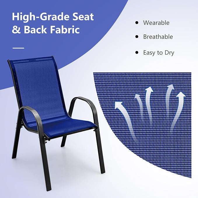 S AFSTAR Outdoor Chairs Set of 4, Stackable Patio Chairs - Image 4
