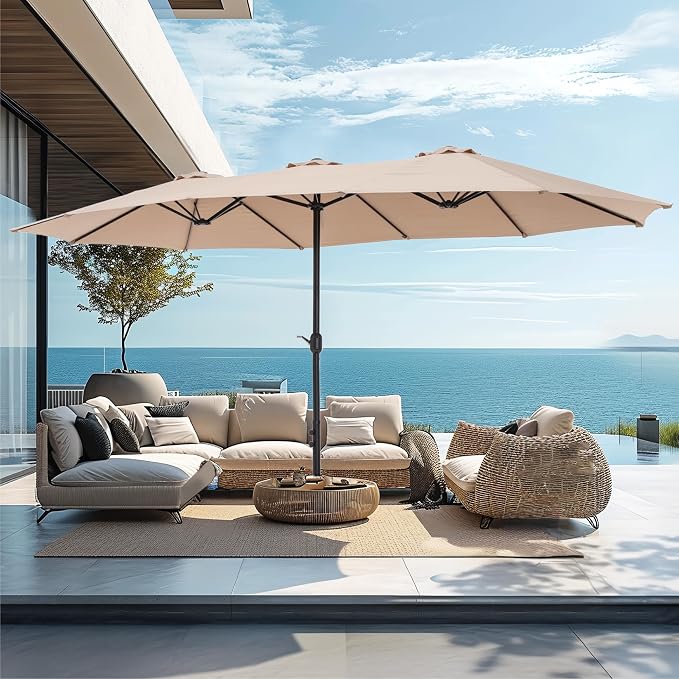 PHI VILLA 15ft Large Outdoor Patio Umbrella - Image 8