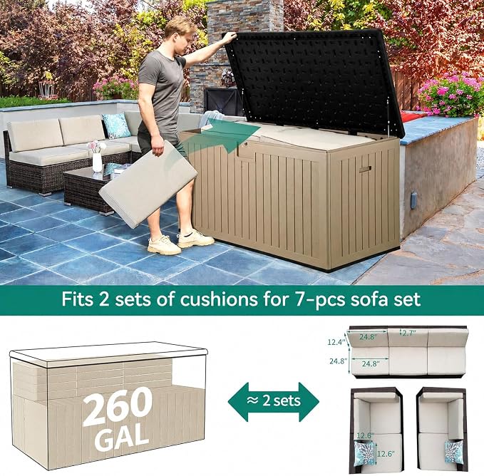 YITAHOME 260 Gallon Large Deck Box - Image 4