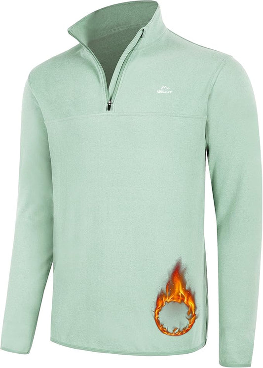 Willit Men's Fleece Pullover Winter Shirts Long Sleeve Quarter Zip Cold Weather Golf Hiking Casual Warm Shirts