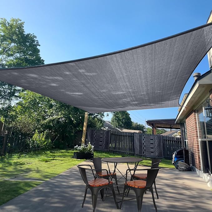 Sun Shade Sail 14' x 15' Dark Grey Rectangle Canopy Sail Shade Cover UV Block by SUNLAX