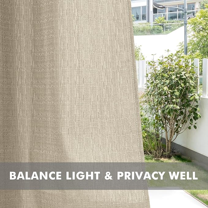 Linen Outdoor Curtains for Patio Waterproof 4 Pcs 54x84 In Cream | Light - Image 5