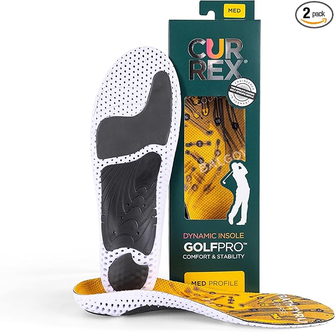 CURREX GolfPro Insoles for Golf Shoes – Arch Support Inserts to Improve Balance, Stability, Comfort & Performance, Help with Foot & Heel Pain Relief – for Men & Women – Medium Arch, XL