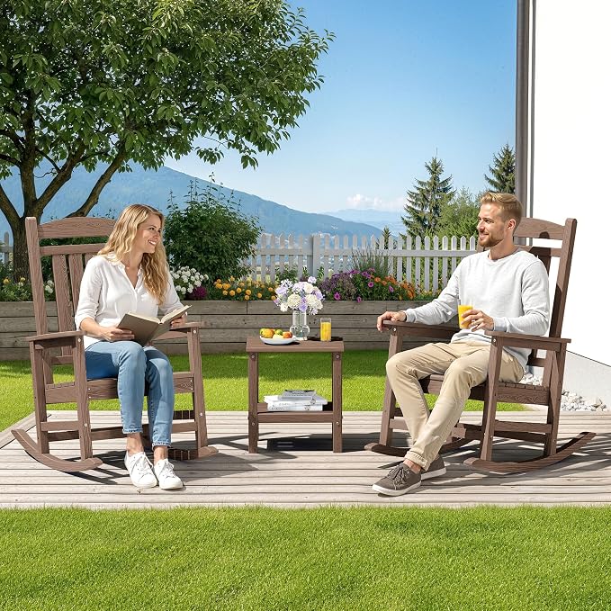 SERWALL Outdoor Rocking Chair Set of 6, Patio Rocking Chair, Porch Rocker - Image 7