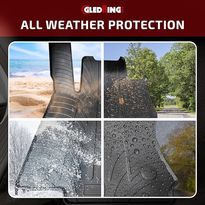 Gledring USA Custom Fit All-Weather Rubber Floor Mats Intended for Volkswagon ID4 2021-2024, No Trimming Required, Tailored Custom Fit, Protects from Rain, Mud, & Snow.