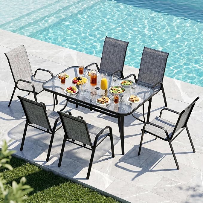 MAMIZO Patio Dining Chairs, Stackable Textilene Chair Set of 6, - Image 9