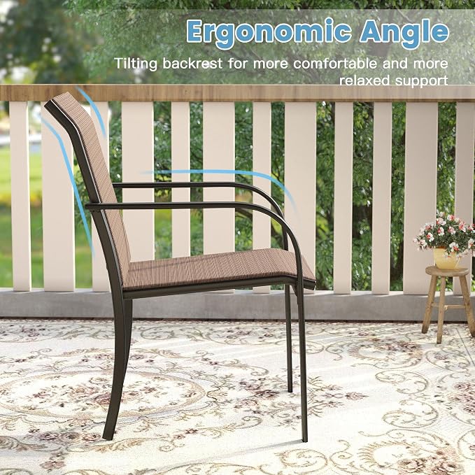 DIFY Patio Dining Chairs Set of 4, Stackable Outdoor Metal Chairs - Image 6