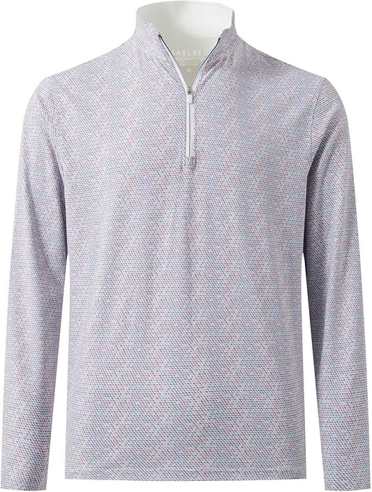 M MAELREG Quarter Zip Golf Pullover Men Dry Fit Long Sleeve Performance Wicking 1/4 Zip Full Print Pullover Mens Sweatshirt