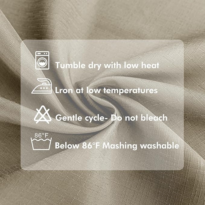 Linen Outdoor Curtains for Patio Waterproof 6 Pcs 54x95 In Taupe | Light - Image 7