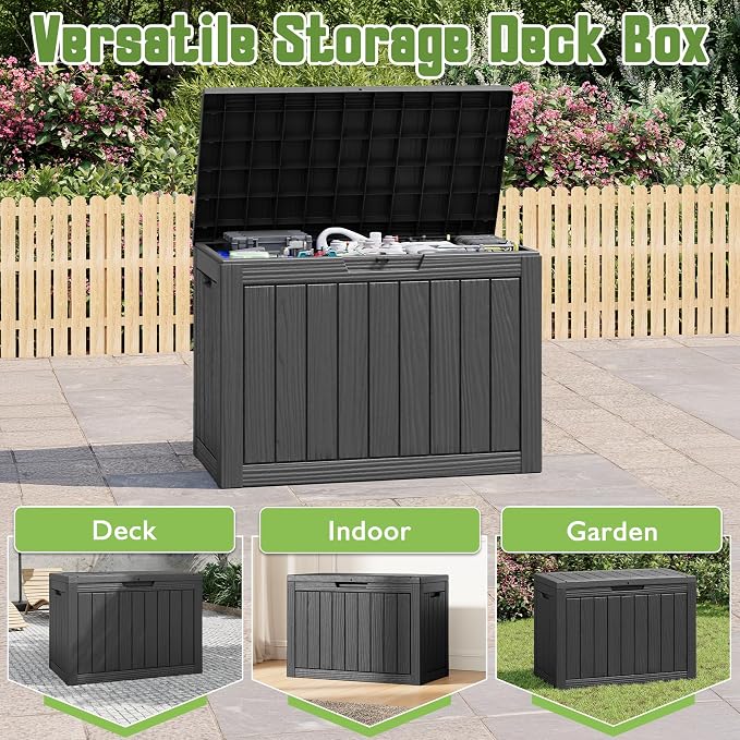 50 Gallon Outdoor Storage Box, All-Weather Resin Deck Box Outdoor Waterproof - Image 6
