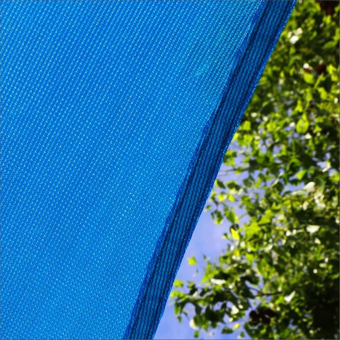 Amgo Custom Size 9' x 17' x 19.2' Blue Right Triangle Sun Shade Sail UPF50+ - Image 9