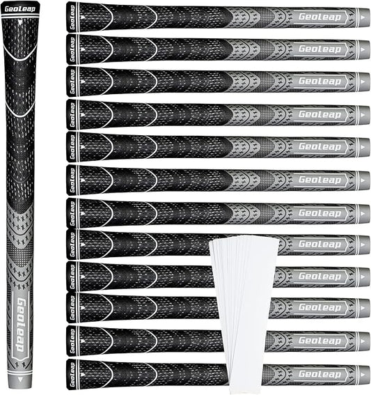 Geoleap Golf Grips Set of 13- Grips with Tapes and with All Repair Kits for Choice,Hybrid Golf Club Grips,Standard/Midsize,All Weather Contral, High Feedback & Traction.