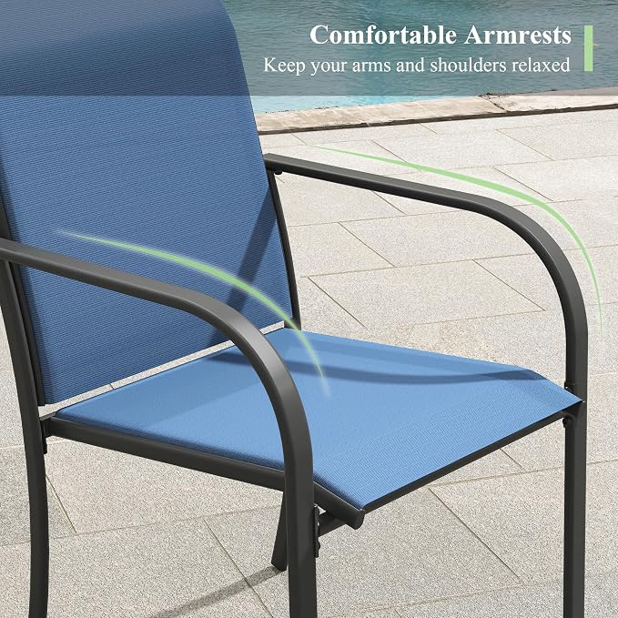 Outdoor Chairs Set of 8, Stackable Patio Dining Chairs - Image 7