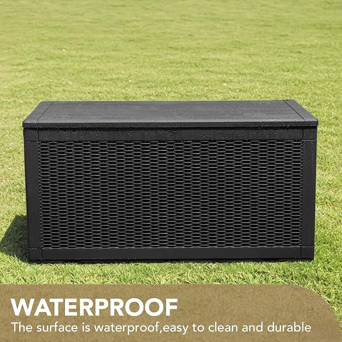Devoko 100 Gallon Waterproof Resin Deck Box, Large Outdoor Storage Box | Indoor - Image 4