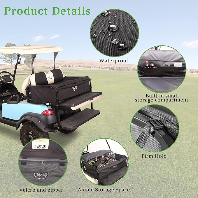 10L0L Cargo Bag for 4 Passenger Golf Carts, Storage Grocery Shopping Bag for Yamaha, EZGO TXT/RXV, Club Car DS/Precedent Golf Cart