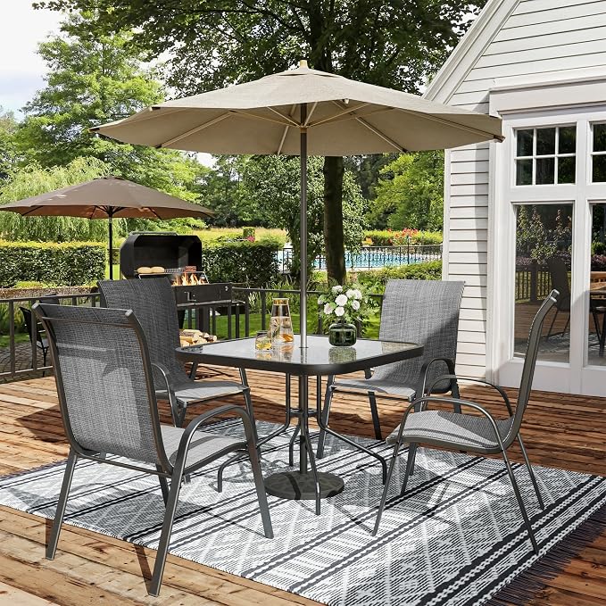 Amopatio Patio Chairs Set of 4, Breathable Garden Outdoor Furniture - Image 2