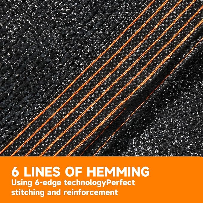 90% Shading Rate 20'x20' Black Shade Cloth, UV Resistant Durable Mesh Tarp - Image 3