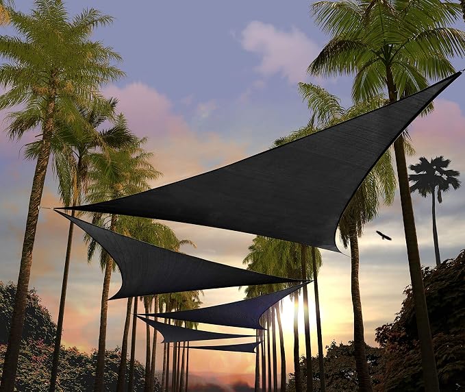 Amgo Custom Size 16' x 16' x 16' Black Triangle Sun Shade Sail UPF50+ AGTAPT12 by Amgo