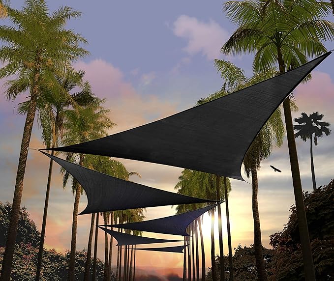Amgo Custom Size 15' x 15' x 15' Black Triangle Sun Shade Sail UPF50+ AGTAPT10 by Amgo