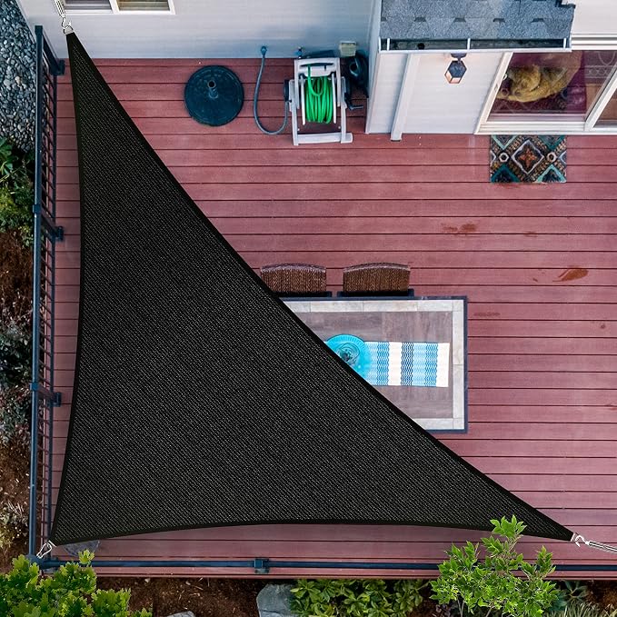 9' x 14' x 16.6' Black Sun Shade Sail UPF50 Right Triangle SMTAPT12 Canopy by ShadeMart
