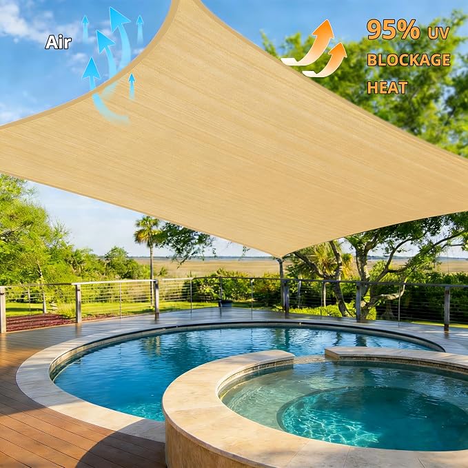 6.5' x 10' Rectangle Sun Shade Sail - Image 6