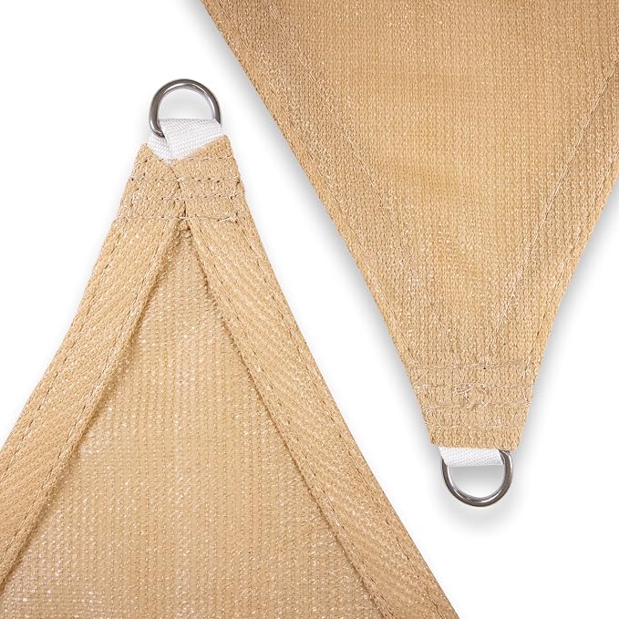 Amgo Custom Size 25' x 25' x 25' Sand Beige Triangle Sun Shade Sail UPF50+ - Image 8