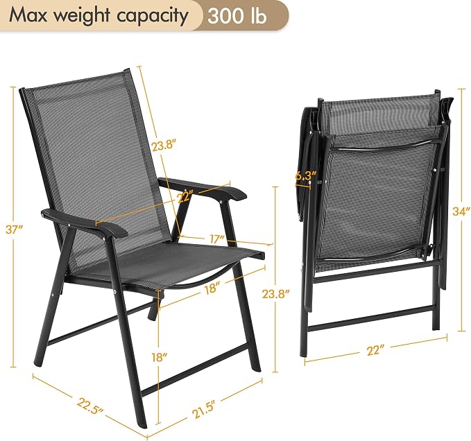Yaheetech Patio Chairs Set of 2 Outdoor Foldable Dining Chairs, Comfortable - Image 3