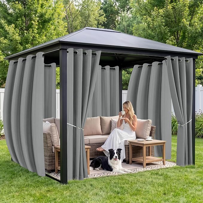 Gazebo Curtains Outdoor Waterproof 6 Panels, Porch Sun Shade | Weatherproof & - Image 4