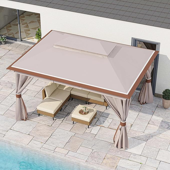 10'x13' Outdoor Gazebo, Metal Frame Heavy Duty Patio Canopy Tent Shelter - Image 4