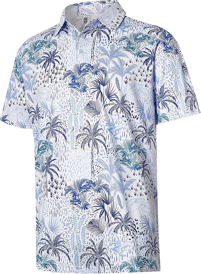 zeetoo Men's Polo Shirts Hawaiian Golf Polos Shirts Short Sleeve Performance Moisture Wicking Mens Golf Shirts