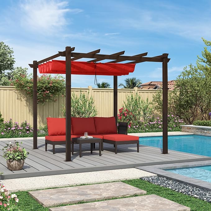PURPLE LEAF Pergola 10' x 10' Adjustable Shade Canopy Matel Frame, Terra | - Image 8