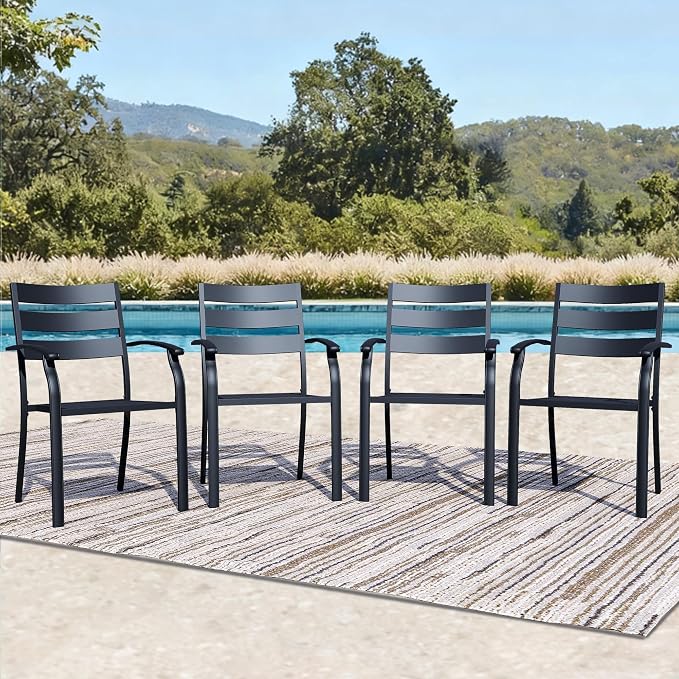 Patio Dining Chairs Set of 4, Wrought Iron Patio Furniture Chairs by Unknown