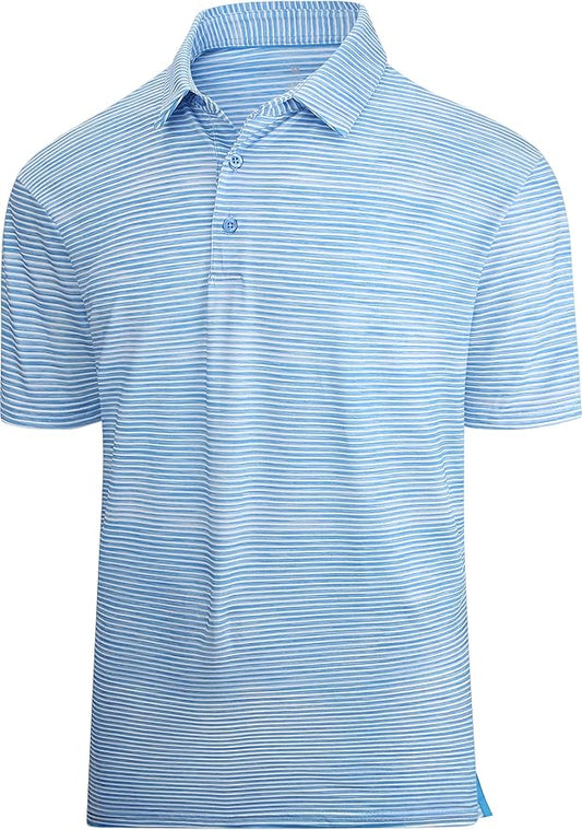 Esabel.C Jacquard Golf Shirts for Men Moisture Wicking Short Sleeve Performance Dry Fit Active Mens Polo Shirts