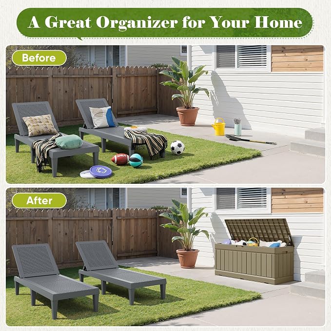 Flamaker Outdoor Storage Box 80 Gallon Resin Waterproof Deck Box | Delivery Box - Image 5
